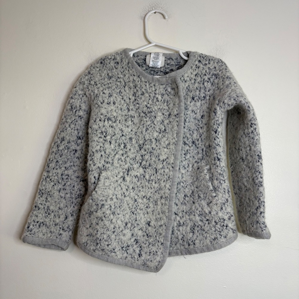Crewcuts Girls Grey Marled Wool Alpaca Blend Snap Cardigan Size 6/7